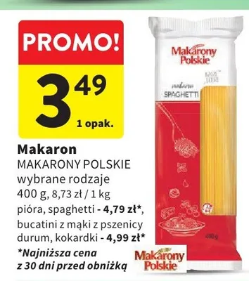 Makaron wybrane rodzaje promocja w Intermarche