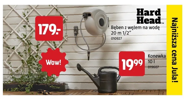 Bęben z wężem na wodę Hard Head 20 m 1/2" promocja w Jula