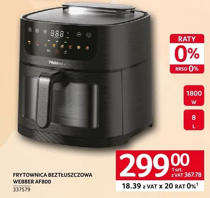 Frytownica beztłuszczowa WEBBER AF800 1800 W 8 L promocja w Selgros