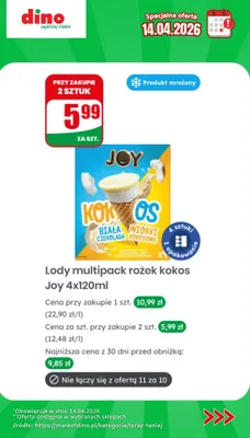 Lody multipack rożek kokos promocja w Dino