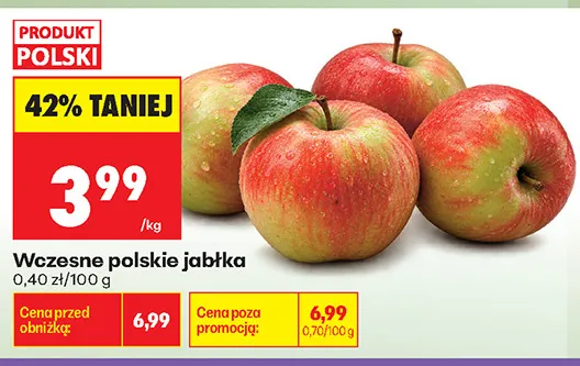 Jabłka wczesne polskie promocja w Biedronka