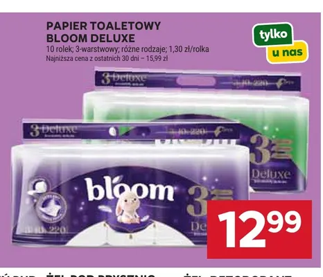 Papier toaletowy Bloom Deluxe 3-warstwowy promocja w Stokrotka