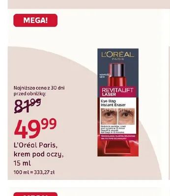 Krem pod oczy L'Oréal Paris promocja w Rossmann