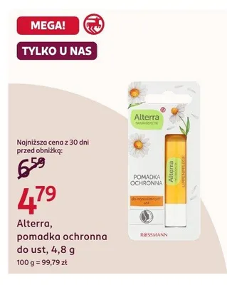 Pomadka ochronna do ust Alterra promocja w Rossmann