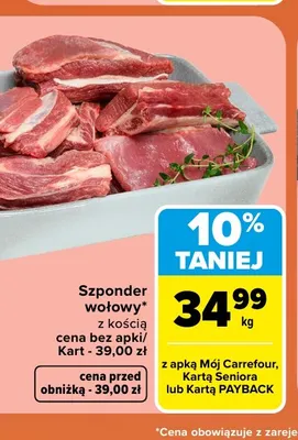 Szponder wołowy z kością promocja w Carrefour