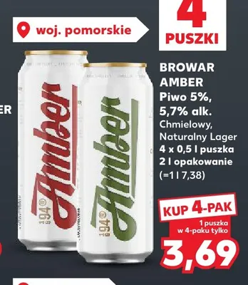 Piwo Amber Chmielowy 4-pak promocja w Kaufland