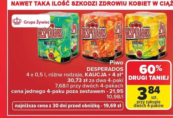 Piwo Desperados Red 4-pak 500 ml promocja w Carrefour Market