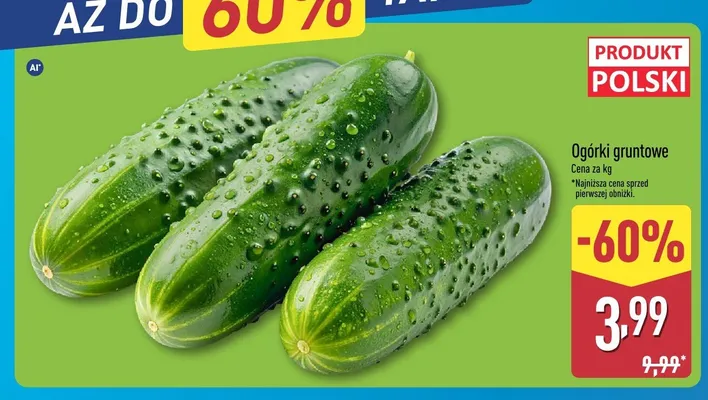 Ogórki gruntowe polskie promocja w Aldi