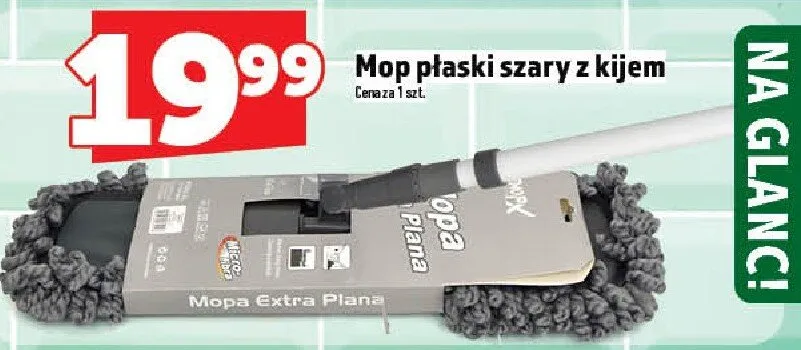 Mop płaski szary z kijem promocja w TOPAZ