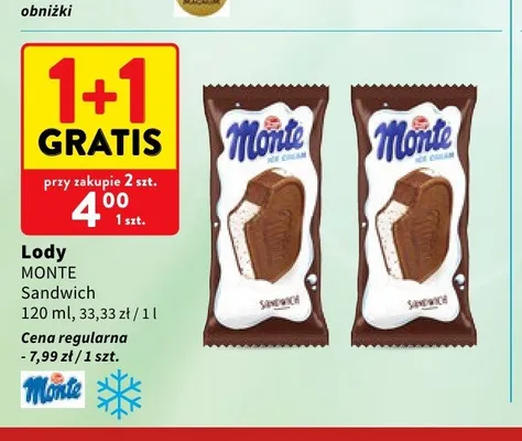 Lody Monte Sandwich promocja w Intermarche