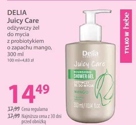 Odżywczy żel do mycia z probiotykiem o zapachu mango Delia Juicy Care promocja w Hebe