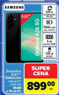 Smartfon 6,67'' SAMSUNG GALAXY A26 5G promocja w Carrefour
