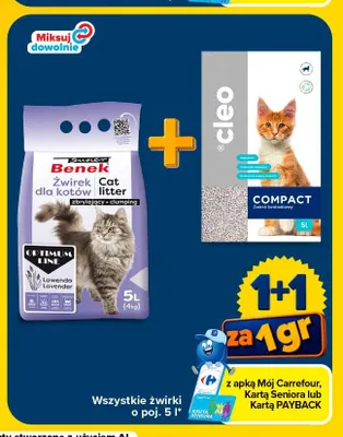 Żwirek bentonitowy dla kotów Cleo Compact 5 l promocja w Carrefour Market