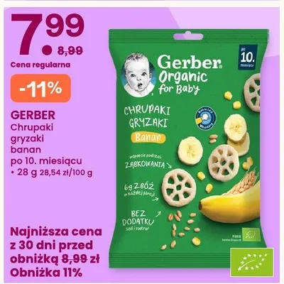 Chrupaki gryzaki banan po 10. miesiącu Gerber promocja w Frisco
