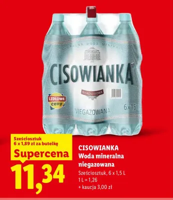 Woda mineralna niegazowana Cisowianka 6-pak promocja w Lidl