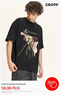 Czarna koszulka Castlevania Cropp promocja w Cropp