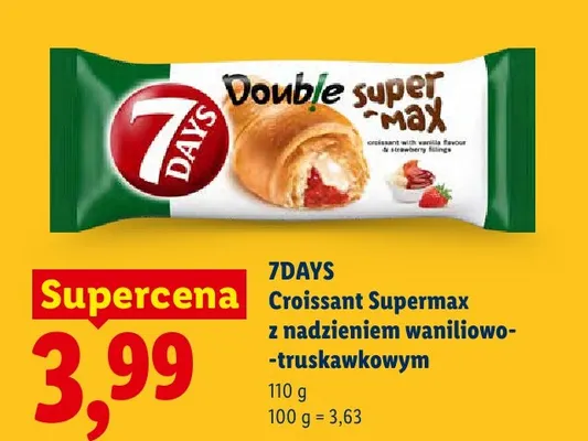 Croissant 7DAYS Supermax z nadzieniem waniliowo-truskawkowym promocja w Lidl