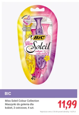 Maszynki do golenia dla kobiet Miss Soleil Colour Collection, 3 ostrzowe, 4szt. promocja w Rossmann