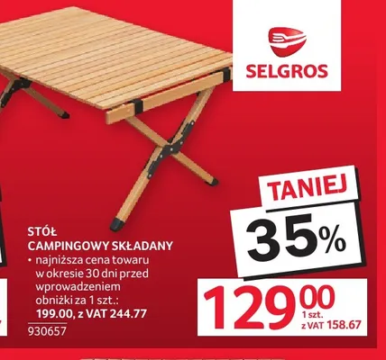 Stół campingowy składany promocja w Selgros