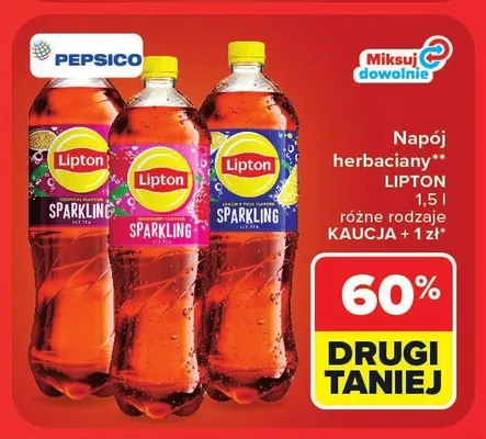Napój herbaciany Lipton Ice Tea Sparkling Peach promocja w Carrefour