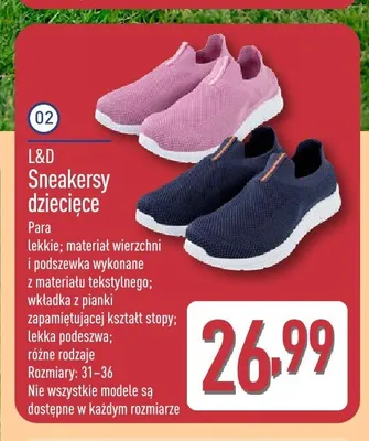 Sneakersy dziecięce L&D promocja w Aldi