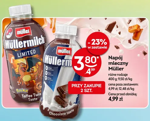 Napój mleczny Müllermilch o smaku karmelowo-czekoladowym Müller promocja w Żabka