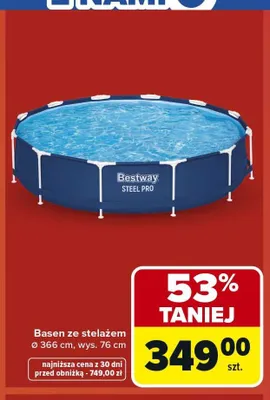 Basen ze stelażem Bestway Steel Pro Ø 366cm wys. 76cm promocja w Carrefour Market