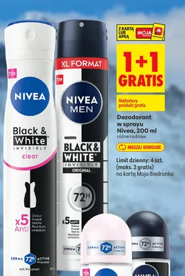 Dezodorant w sprayu, różne rodzaje 1+1 GRATIS promocja w Biedronka
