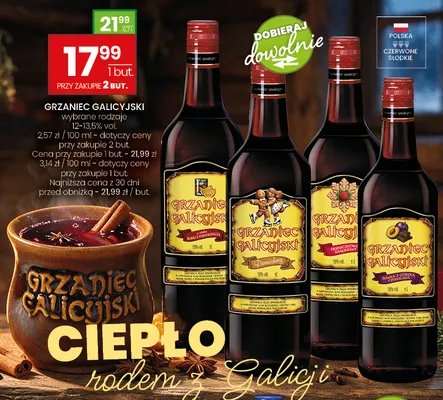 Wino czerwone Grzaniec Galicyjski pierniczkowo-malinowy promocja w Twój Market