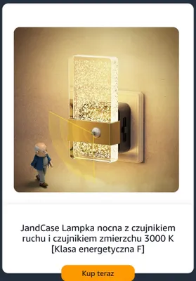 Lampka nocna z czujnikiem ruchu i czujnikiem zmierzchu 3000 K JandCase promocja w Amazon