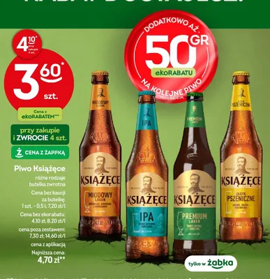 Piwo Książęce Miodowy Lager promocja w Żabka