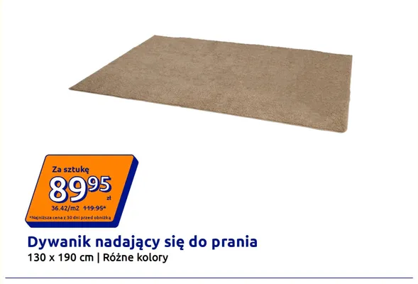 Dywanik nadający się do prania 130x190 cm promocja w Action
