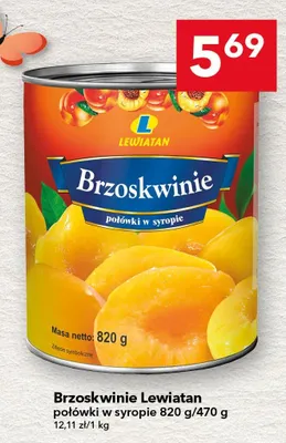 Brzoskwinie półówki w syropie promocja w LEWIATAN
