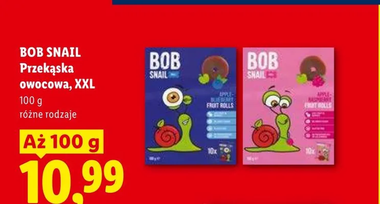 Przekąska owocowa Bob Snail XXL promocja w Lidl