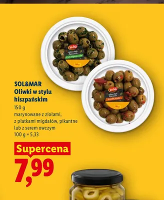 Oliwki w stylu hiszpańskim z płatkami migdałów Sol & Mar promocja w Lidl