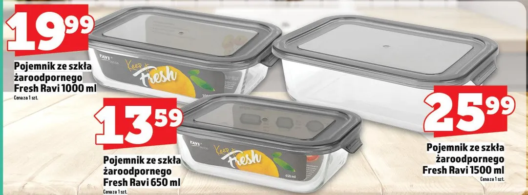 Pojemnik ze szkła żaroodpornego Fresh Ravi 650 ml promocja w TOPAZ