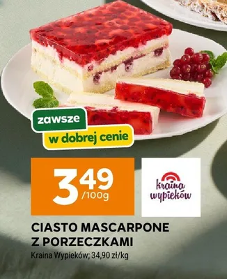 Ciasto mascarpone z porzeczkami Kraina Wypieków promocja w Stokrotka