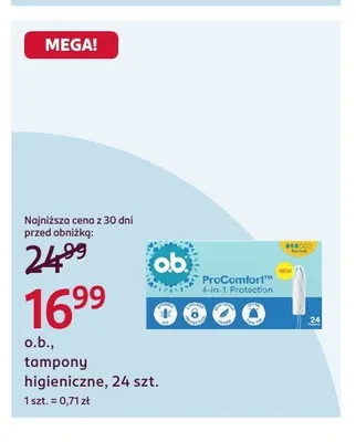 Tampony higieniczne o.b. ProComfort promocja w Rossmann