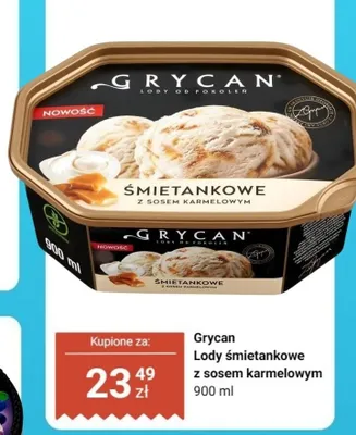 Lody śmietankowe z sosem karmelowym Grycan promocja w Dino