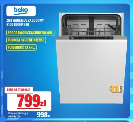 Zmywarka do zabudowy Beko B100 BDIN14320 promocja w RTV EURO AGD
