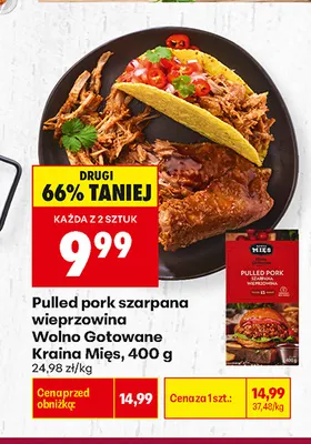 Pulled pork szarpana wieprzowina Wolno Gotowane Kraina Mięs promocja w Biedronka