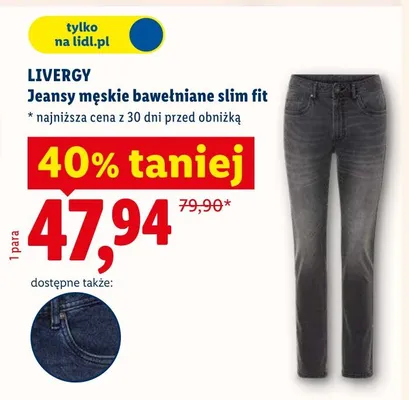 Jeansy męskie bawełniane slim fit Livergy promocja w Lidl