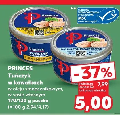 Tuńczyk w kawałkach w oleju słonecznikowym Princes promocja w Kaufland