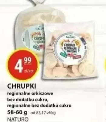 Chrupki regionalne orkiszowe bez dodatku cukru promocja w Zielony Koszyk