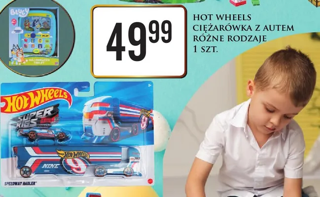 Ciężarówka z autem różne rodzaje Hot Wheels promocja w Dino