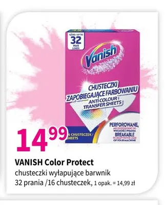 Chusteczki wyłapujące barwnik Vanish Color Protect promocja w Drogerie Polskie