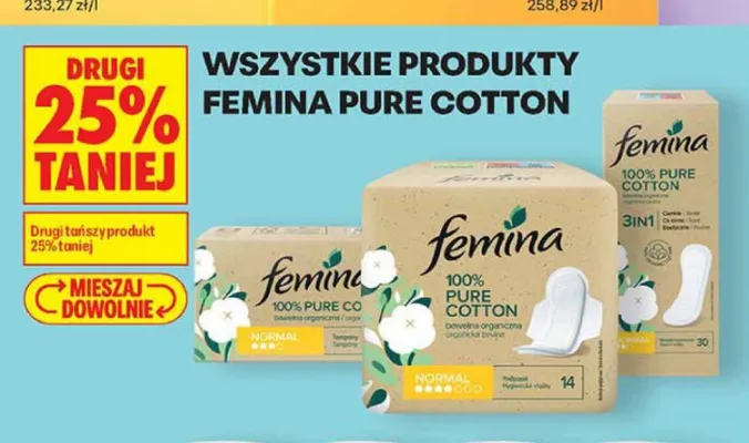 Tampony Femina Pure Cotton Normal promocja w Biedronka
