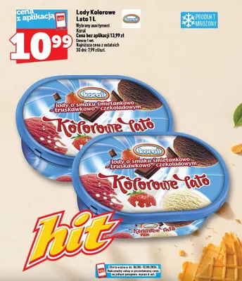Lody Kolorowe Lato Koral o smaku śmietankowo-orzechowo-czekoladowym promocja w TOPAZ
