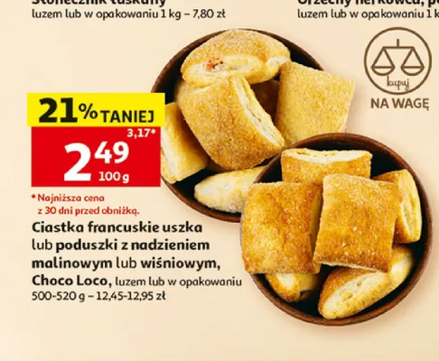 Ciastka francuskie poduszki z nadzieniem malinowym Choco Loco promocja w Auchan