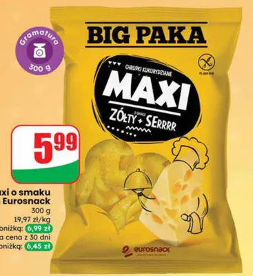 Chrupki Maxi o smaku serowym promocja w Dino